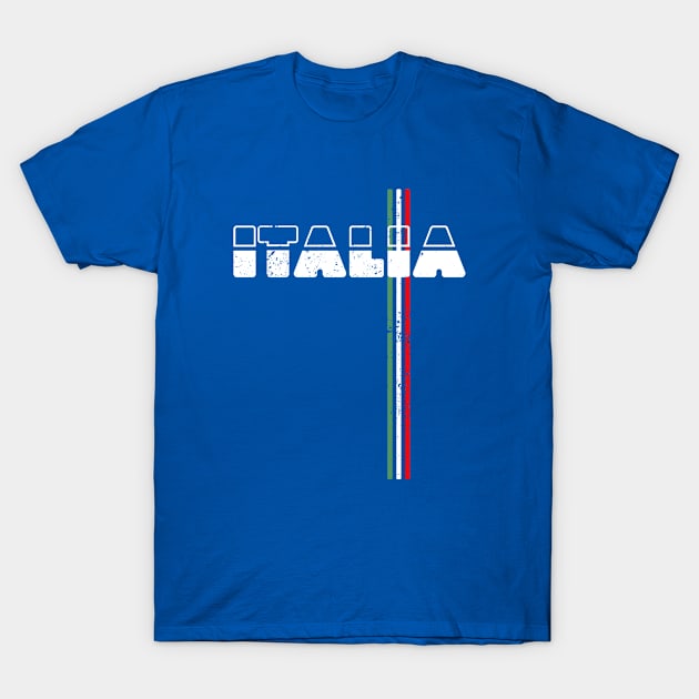 Italia Forza Azzurri Italy Flag Football Soccer Jersey Retro T-Shirt by TRK create